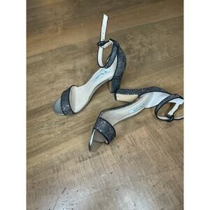 Nina Women Sianna Leather Ankle Strap Heel Sandals Silver 7.5 M